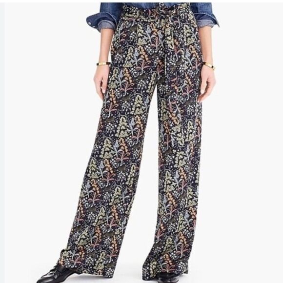 J. Crew Point Sure Jungle Print Crepe Wide Leg Pant size 6 - Picture 1 of 12